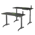 ULTRADESK Herný stôl LEVEL GREEN, 140x66cm, 72-124cm, elektricky nastaviteľná výška, s XXL podložkou pod myš, držiak slúchadiel aj