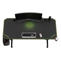 ULTRADESK Herný stôl LEVEL GREEN, 140x66cm, 72-124cm, elektricky nastaviteľná výška, s XXL podložkou pod myš, držiak slúchadiel aj