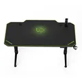 ULTRADESK Herný stôl LEVEL GREEN, 140x66cm, 72-124cm, elektricky nastaviteľná výška, s XXL podložkou pod myš, držiak slúchadiel aj