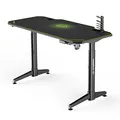 ULTRADESK Herný stôl LEVEL GREEN, 140x66cm, 72-124cm, elektricky nastaviteľná výška, s XXL podložkou pod myš, držiak slúchadiel aj