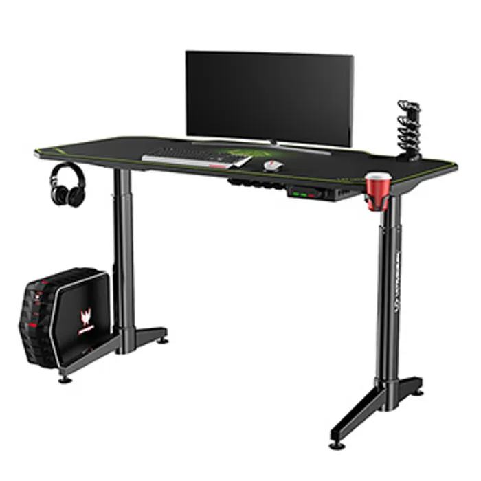 Hlavný obrázok produktu ULTRADESK Herní stůl LEVEL GREEN, 140x70xcm, 72-124cm, elektricky nastavitelná výška, s X