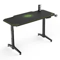 ULTRADESK Herný stôl LEVEL GREEN, 140x66cm, 72-124cm, elektricky nastaviteľná výška, s XXL podložkou pod myš, držiak slúchadiel aj