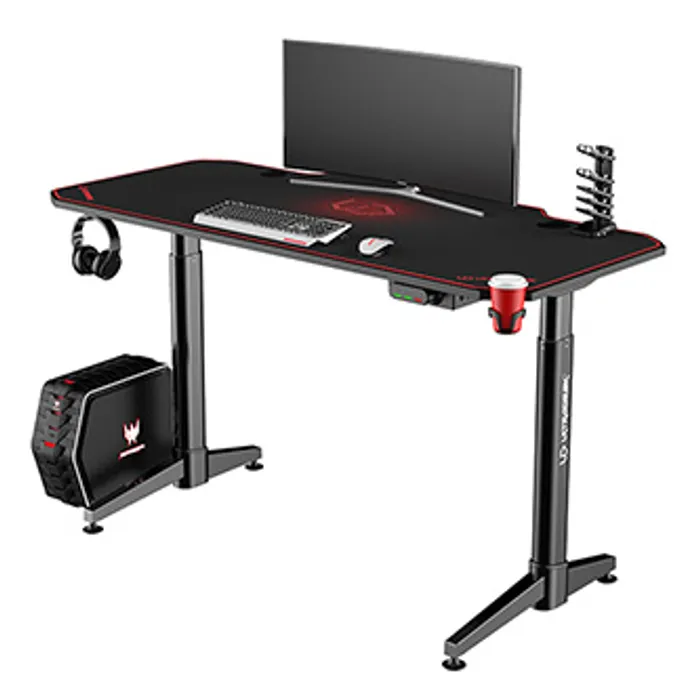 Hlavný obrázok produktu ULTRADESK Herní stůl LEVEL RED, 140x70cm, 72-124cm, elektricky nastavitelna výška, s XXL