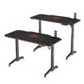 ULTRADESK Herný stôl LEVEL RED, 140x66cm, 72-124cm, elektricky nastaviteľná výška, s XXL podložkou pod myš, držiak slúchadiel aj n