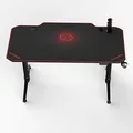 ULTRADESK Herný stôl LEVEL RED, 140x66cm, 72-124cm, elektricky nastaviteľná výška, s XXL podložkou pod myš, držiak slúchadiel aj n