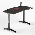 ULTRADESK Herný stôl LEVEL RED, 140x66cm, 72-124cm, elektricky nastaviteľná výška, s XXL podložkou pod myš, držiak slúchadiel aj n