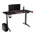 ULTRADESK Herný stôl LEVEL RED, 140x66cm, 72-124cm, elektricky nastaviteľná výška, s XXL podložkou pod myš, držiak slúchadiel aj n