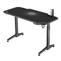 ULTRADESK Herný stôl LEVEL WHITE, 140x66cm, 72-124cm, elektricky nastaviteľná výška, s XXL podložkou pod myš, držiak slúchadiel aj