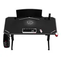 ULTRADESK Herný stôl LEVEL WHITE, 140x66cm, 72-124cm, elektricky nastaviteľná výška, s XXL podložkou pod myš, držiak slúchadiel aj