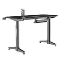 ULTRADESK Herný stôl LEVEL WHITE, 140x66cm, 72-124cm, elektricky nastaviteľná výška, s XXL podložkou pod myš, držiak slúchadiel aj