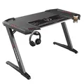 ULTRADESK Herný stôl ROCKET BLACK, 128x68 cm, 78 cm, s XL podložkou pod myš, držiak slúchadiel aj nápojov