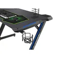 ULTRADESK Herný stôl SPACE V2, 113x61.5cm, 77.5cm, podsvietený, s XL podložkou, držiak slúchadiel, nápojov