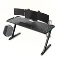 ULTRADESK Herný stôl SPACE XXL BLACK, 154x61 cm, 78 cm, RGB podsvietenie s dotykovým panelom, s celoplošnou podložkou pod myš