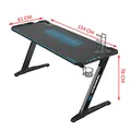 ULTRADESK Herný stôl SPACE XXL BLUE, 154x61 cm, 78 cm, RGB podsvietenie s dotykovým panelom, s celoplošnou podložkou pod myš