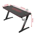 ULTRADESK Herný stôl SPACE XXL RED, 154x61 cm, 78 cm, RGB podsvietenie s dotykovým panelom, s celoplošnou podložkou pod myš