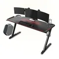 ULTRADESK Herný stôl SPACE XXL RED, 154x61 cm, 78 cm, RGB podsvietenie s dotykovým panelom, s celoplošnou podložkou pod myš