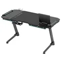 ULTRADESK Herný stôl SPACE XXL V2 BLACK, 144x70 cm, 75 cm, LED RGB podsvietenie s dotykovým