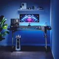 ULTRADESK Herný stôl SPACE XXL V2 BLACK, 144x70 cm, 75 cm, LED RGB podsvietenie s dotykovým