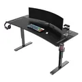 ULTRADESK Herný stôl Ultradesk CRUISER BLACK, 160x70 cm, 66-82 cm, držiak slúchadiel, 3 otvory pre káble, výškovo nastaviteľný, s 