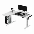 ULTRADESK Herný stôl WINGER - biely, 111x155x60 cm, 75-122 cm, elektricky nastaviteľná vyššie