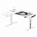 Ďalší obrázok produktu ULTRADESK Herný stôl WINGER - biely, 111x155x60 cm, 75-122 cm, elektricky nastaviteľná vyššie