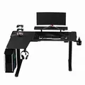 Ďalší obrázok produktu ULTRADESK Herný stôl WINGER - čierny, 111x155x60 cm, 75-122 cm, elektricky nastaviteľná vý