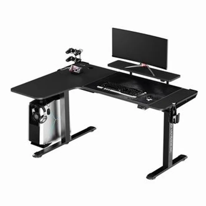 Hlavný obrázok produktu ULTRADESK Herní stůl WINGER - černý, 111x155x60 cm, 75-122 cm, elektricky nastavitelná vý