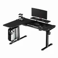 ULTRADESK Herný stôl WINGER - čierny, 111x155x60 cm, 75-122 cm, elektricky nastaviteľná vý