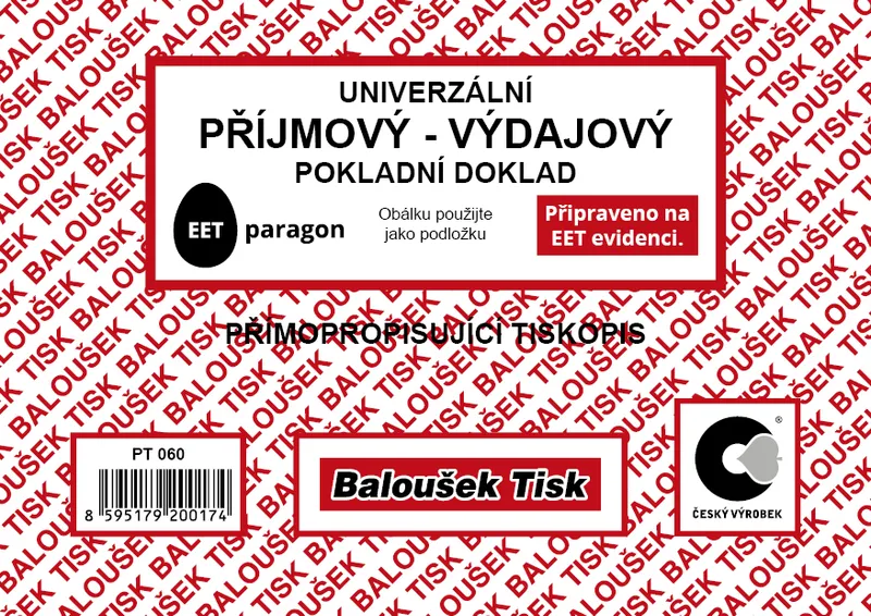 Hlavný obrázok produktu Univerzální příjmový výdajový doklad A6 propisující PT060