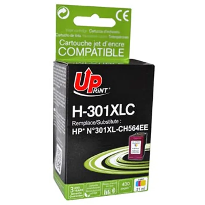 Hlavný obrázok produktu UPrint kompatibilní ink s CH564EE, HP 301XL, color, 450str., 21ml, H-301XLC, bez čipu, pr