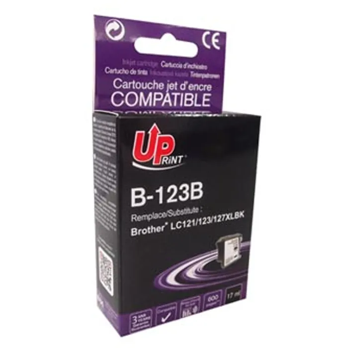 Hlavný obrázok produktu UPrint kompatibilní ink s LC-123BK, black, 600str., 17ml, B-123B, pro Brother MFC-J4510 D