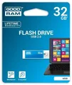 USB flash disk "Cube", modrá, 32 GB, USB 2.0, 20/5 MB/s, kovový kryt, GOODRAM