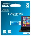 USB flash disk „Cube“, modrá, 8 GB, USB 2.0, 20/5 MB/s, kovový kryt, GOODRAM