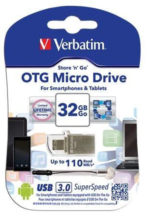 Hlavný obrázok produktu USB flash disk "Micro", 32GB, USB 3.0+micro USB adapter, VERBATIM