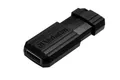 USB flash disk PinStripe, čierna, 64GB, USB 2.0, 10/4MB/sec, VERBATIM