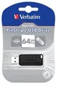 USB flash disk PinStripe, čierna, 64GB, USB 2.0, 10/4MB/sec, VERBATIM