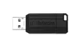 USB flash disk PinStripe, čierna, 64GB, USB 2.0, 10/4MB/sec, VERBATIM