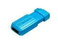 USB flash disk "PinStripe", karibská modrá, 32 GB, USB 2.0, 10/4 MB/s, VERBATIM