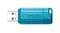 USB flash disk "PinStripe", karibská modrá, 32 GB, USB 2.0, 10/4 MB/s, VERBATIM