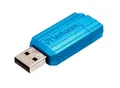 USB flash disk "PinStripe", karibská modrá, 32 GB, USB 2.0, 10/4 MB/s, VERBATIM