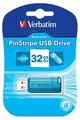 USB flash disk "PinStripe", karibská modrá, 32 GB, USB 2.0, 10/4 MB/s, VERBATIM