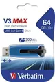 USB flash disk V3 MAX, modrá-čierna, 64GB, USB 3.0, 175/80MB/sec, VERBATIM