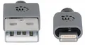 USB kábel "iLynk", lightning, 1 m, oceľová sivá, MANHATTAN
