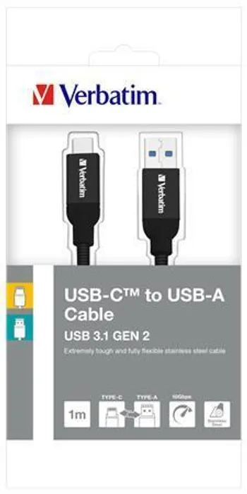 Hlavný obrázok produktu USB kabel, stříbrná, 1 m, USB-C 3.1 - USB-A, VERBATIM