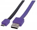 USB - micro USB kábel, 1 m, nezamotáva sa, čierno-fialová, MANHATTAN