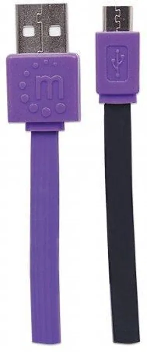 Hlavný obrázok produktu USB - micro USB kabel, 1 m, nezamotá se, černo-fialová, MANHATTAN
