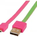 Ďalší obrázok produktu USB - micro USB kábel, 1 m, nezamotáva sa, ružovo-zelená, MANHATTAN