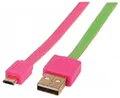 USB - micro USB kábel, 1 m, nezamotáva sa, ružovo-zelená, MANHATTAN