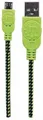 USB - micro USB kábel, 1 m, ovinutý, čierno-zelená, MANHATTAN