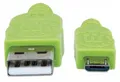 USB - micro USB kábel, 1 m, ovinutý, čierno-zelená, MANHATTAN